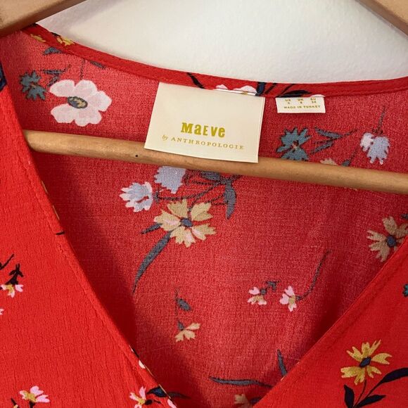ANTHROPOLOGIE Maeve Eudora Floral Midi Dress Front Button US 2 - Picture 3 of 5